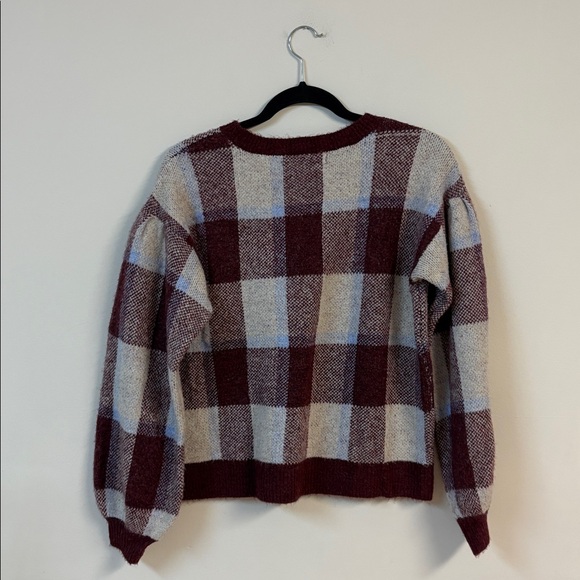 Vero Moda Burgundy and Cream Plaid Sweater - Picture 4 of 5